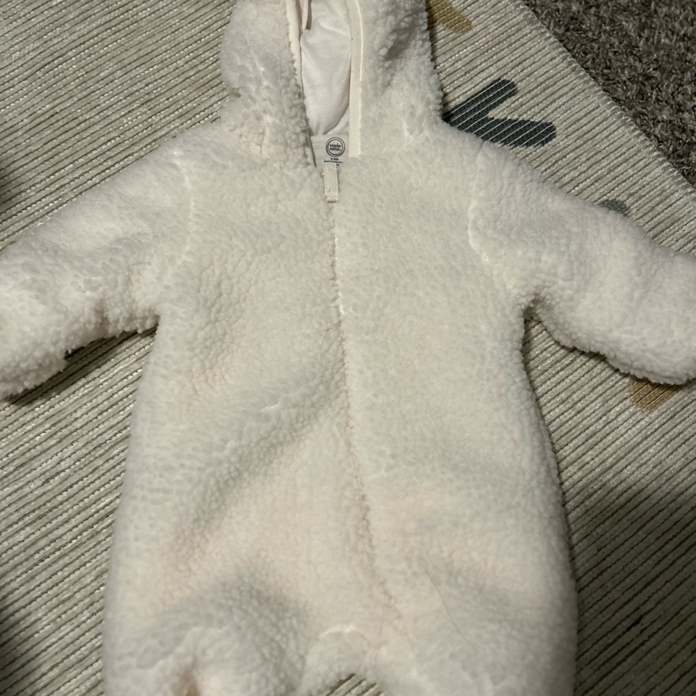 Cozy Cream Hooded Baby One Piece